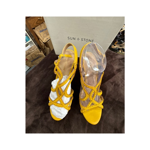 Sun + Stone Yellow Braided Platform Sandals size 10 - Picture 4 of 10